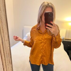 Silk Leopard Button Up Blouse
